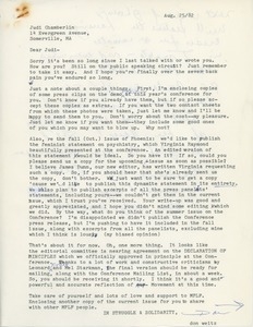 Letter from Don Weitz to Judi Chamberlin