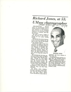Richard Jones, at 53; UMass choreographer