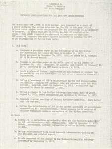 Proposed considerations for the 1973 National Paraplegia Foundation board meeting