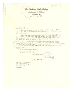 Letter from L. D. Reddick to W. E. B. Du Bois