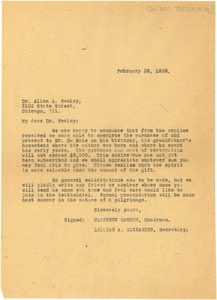 Circular letter from Du Bois Testimonial Committee to Allen A. Wesley