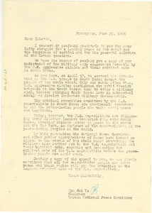 Circular letter from Korean National Peace Committee to W. E. B. Du Bois