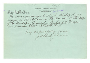 Letter from Bishop J. Albert Johnson to W. E. B. Du Bois