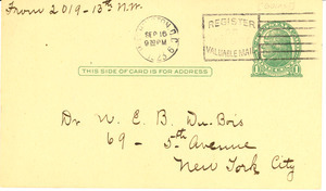 Letter from G. A. Gorris to W. E. B. Du Bois