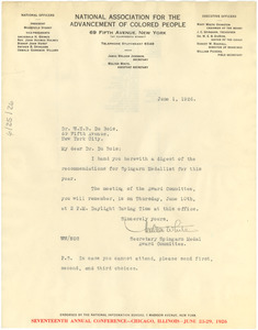 Letter from Walter White to W. E. B. Du Bois