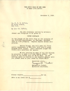 Circular letter from The Civic Club to W. E. B. Du Bois