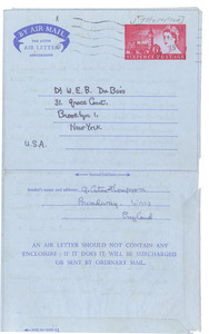 Letter from Gertrude Caton-Thompson to W. E. B. Du Bois