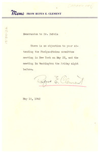 Memo from Rufus E. Clement to W. E. B. Du Bois