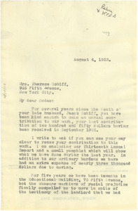 Letter from W. E. B. Du Bois to Therese Schiff