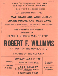 Benefit performance for Robert F. Williams flier