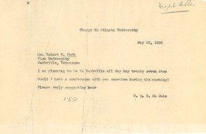 Telegram from W. E. B. Du Bois to Robert E. Park
