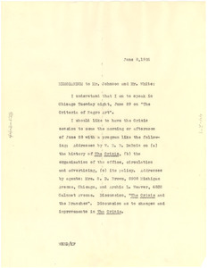 Memorandum from W. E. B. Du Bois to Walter White and James Weldon Johnson