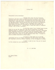 Memorandum from W. E. B. Du Bois to Walter White