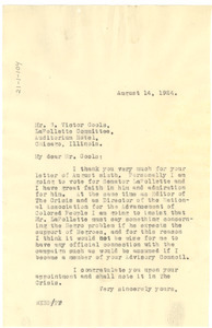 Letter from W. E. B. Du Bois to La Follette for President Committee
