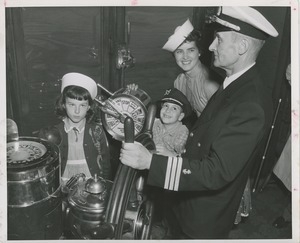 Children shown how to steer ship