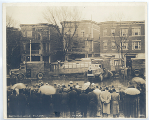 Blue Hill Avenue accident, view from behind crowds of street car,