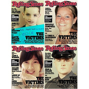 Rolling Stone remixed Dzhokhar Tsarnaev covers: images of Martin Richard, Krystle Campbell, Lingzi Lu, and Sean Collier. Images tweeted by Channing Tatum