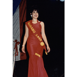 Chamely Toro in a red dress and Gurabo sash