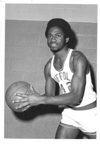 Suffolk University men's basketball player Donovan Little, 1976