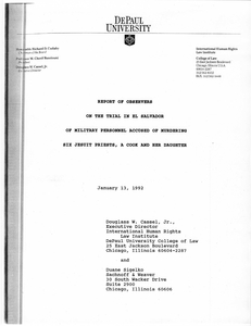 Report of Observers on the trial in El Salvador of military personnel accused of Jesuit murders, 13 January 1992