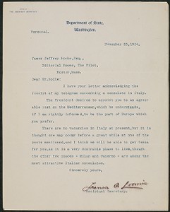 Letter, November 25, 1904, Theodore Roosevelt to James Jeffrey Roche