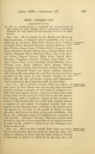 1802 Chap. 0137 An Act To Incorporate A Number Of Inhabitants In The ...