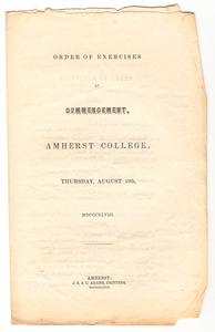 Amherst College Commencement program, 1848 August 10
