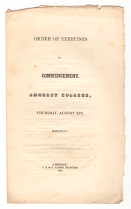 Amherst College Commencement program, 1845 August 14