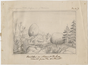 H. B. Nason pencil drawing, "Boulders on Mt. Tekoa viewed from the southwest," 1855 June 15