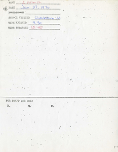 Citywide Coordinating Council daily monitoring report for Charlestown High School by Jenny Helmick, 1976 January 27