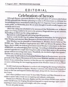 Celebration of heroes, editorial, Provincetown Banner, Aug. 1st, 2013