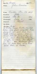 Tewksbury Almshouse Intake Record: Condon, John