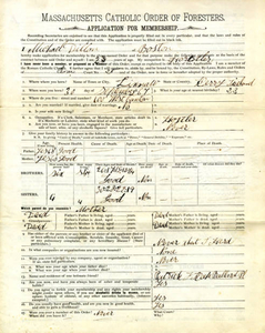 Foresters application for Michael Dillon, 1906