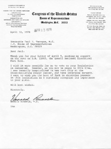Letter to Paul E. Tsongas from Harold Runnels