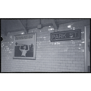 "Promotions - MBTA Stations," Boys' Clubs of Boston poster on display in Park Street Station, Boston