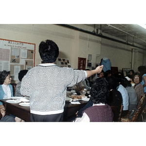 Woman speaks at Garment Workers Celebration