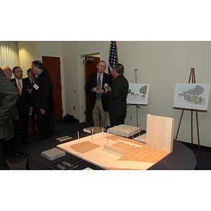 The architectural model of the Veterans Memorial at the dinner