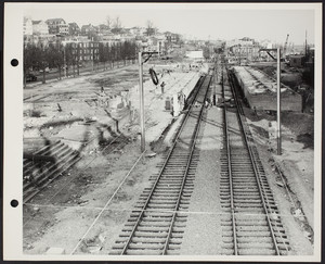 Orient Heights railroad station platform construction