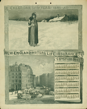 Calendar for New England Mutual Life Insurance Co., Post Office Square, Boston, Mass., 1885