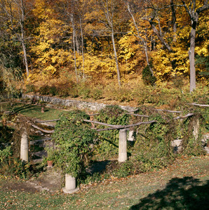 View of the garden in fall, Codman House, Lincoln, Mass.
