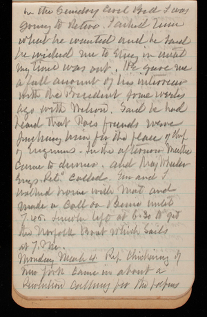 Thomas Lincoln Casey Notebook, November 1894-March 1895, 136, in the [illegible] bed I was