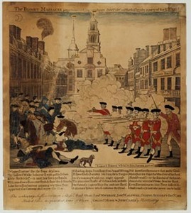 The Bloody Massacre perpetrated in King Street, Boston on March 5th 1770 by a party of the 29th Regiment