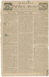 The Boston Post-Boy & Advertiser (newspaper) and The Boston Post-Boy, &c. Extraordinary (supplement)