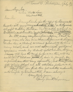 Letter from Benjamin Smith Lyman to Isaac Myer