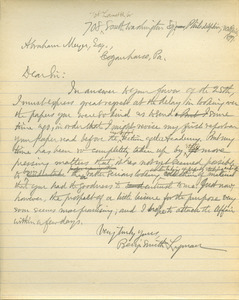 Letter from Benjamin Smith Lyman to Abraham Meyer