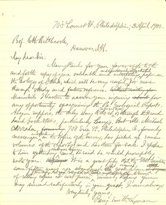 Letter from Benjamin Smith Lyman to Charles H. Hitchcock