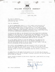 Letter from William Morris Agency to Mark H. McCormack