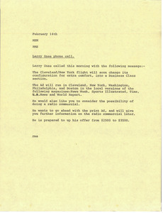 Memorandum from Rita M. Shackleton to Mark H. McCormack