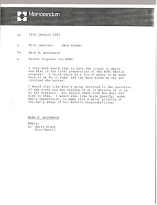 Memorandum from Mark H. McCormack to Rick Isaacson and Hans Kramer