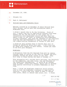 Memorandum from Mark H. McCormack to Shigeki Uji